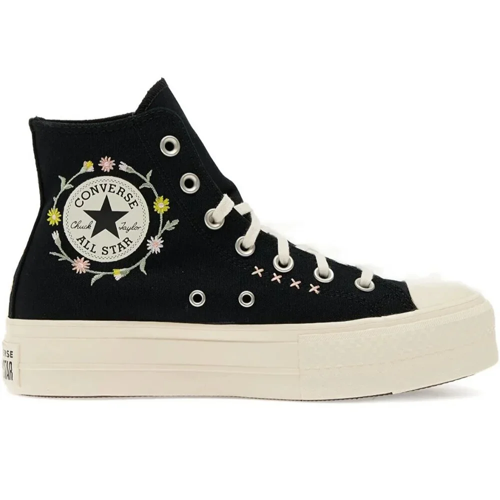 Womens 6 CONVERSE Chuck Taylor All Star Lift Floral Black Platform A15007C NEW - Picture 8 of 13